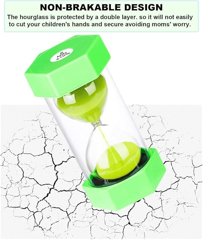 Hourglass Timer Sand Clock 3 Minute： Colorful Sand Timer 3 Minute, Small Green Sand Watch 3 Minute, Plastic Hour Glass Sandglass Timer for Kids, Games, Classroom, Kitchen, Decoration