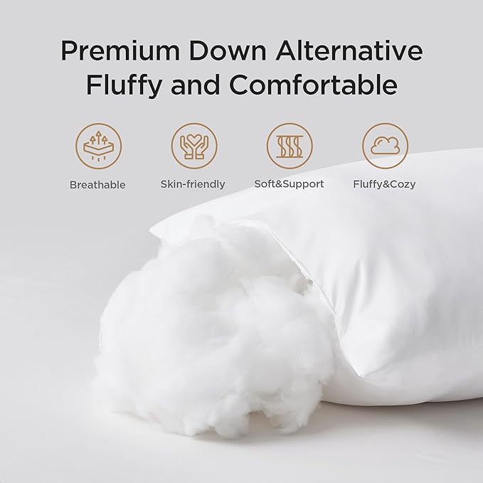 Acanva 16x16 Throw Pillow Inserts Set of 4, Premium Polyester Fiber Fill Square Sham Stuffer Cushion for Sofa, Bed, Couch and Chair, Machine Washable, 16x16 Inch(for 14x14 Cover), White 4 Count