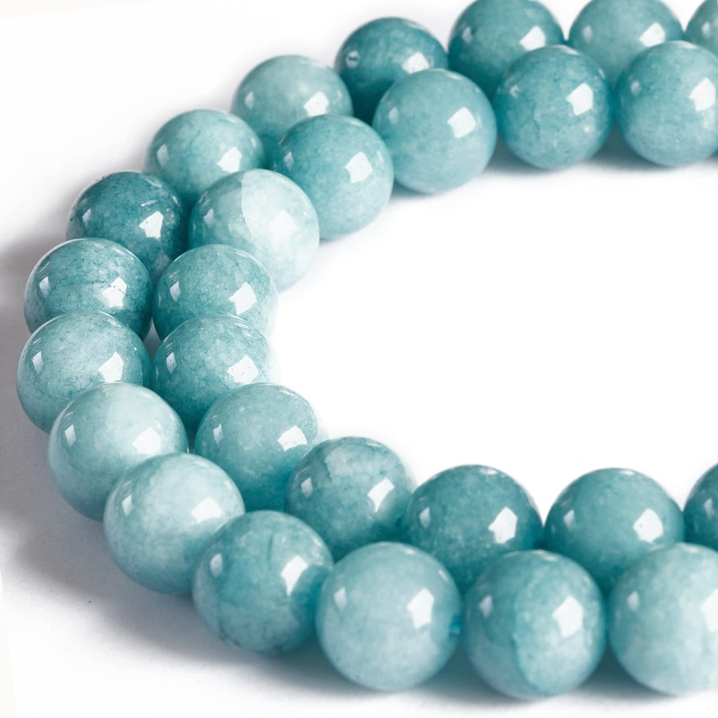35pcs 10mm Natural Blue Chalcedony Beads Gemstone Beads Round Loose Beads for Jewelry Making