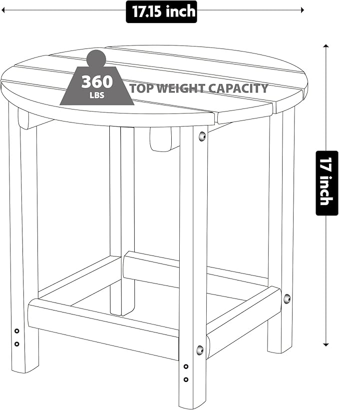 LZRS Round Adirondack Patio Side Table End Table, Outdoor Side Tables for Patio, Backyard,Pool, Indoor Companion, Easy Maintenance & Weather Resistant(Navy Blue)