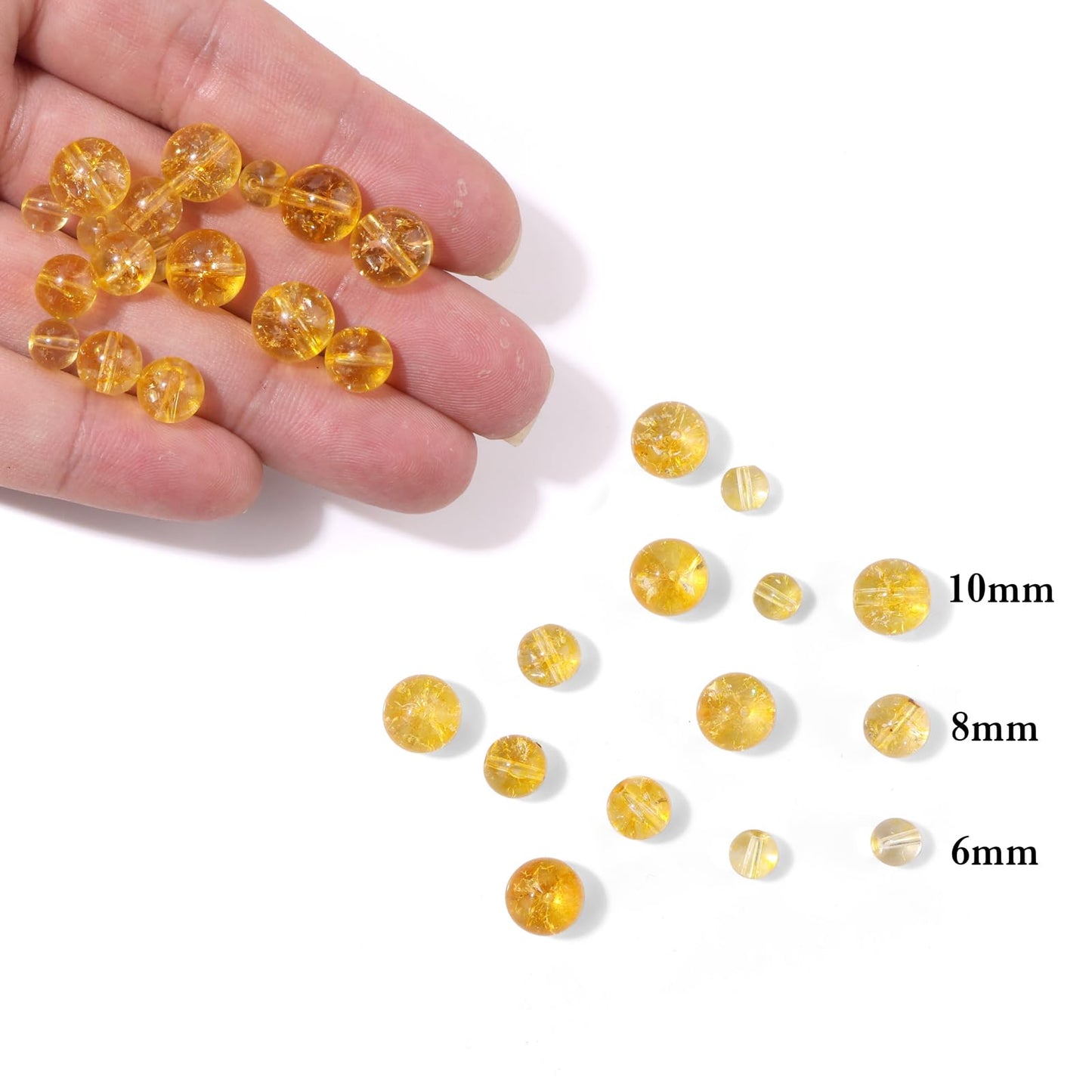 40pcs 10mm Natural Citrine Gemstone Beads Healing Crystal Round Loose Stone Beads for Jewelry Making, Crystal Stone Beads for Bracelets Necklace Earrings Making