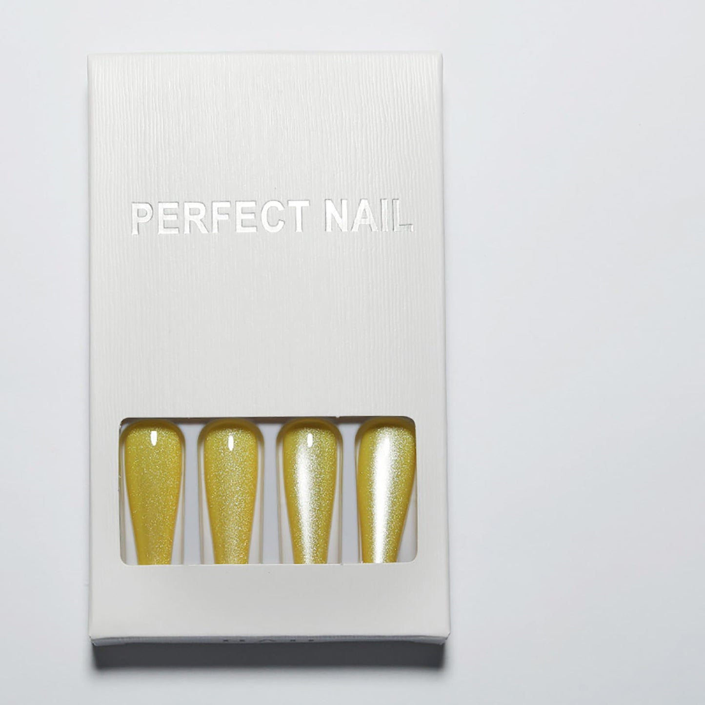 Handmade Press on Nails - Lemon Yellow Fake Nails | Velvet Effect Design Summer Nails | Glossy,Glitter,Gradient Color,Reusable Long Acrylic Nails | 12 Sizes - 24 Nail Kit with Jelly Glue