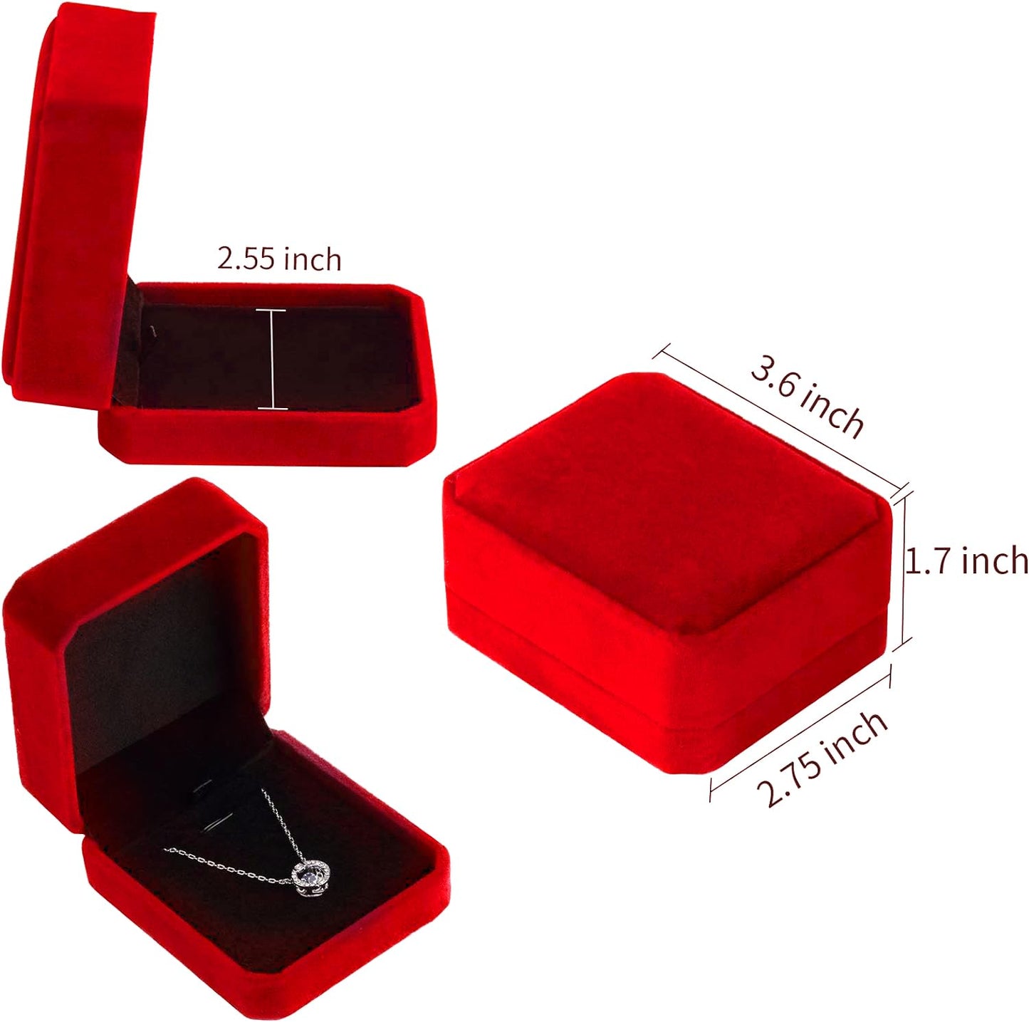 Lamoutor 8Pcs Velvet Necklace Pendant Gift Box Jewelry Gift Box (Red)