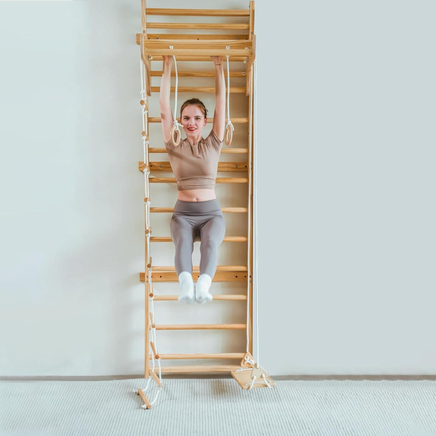 Avenlur Betula Swedish Ladder Wall Gym - Indoor Playset with Swing, Rope Ladder, Pull-Up Bar, and Slide - Indoor Gym for Kids and Adults