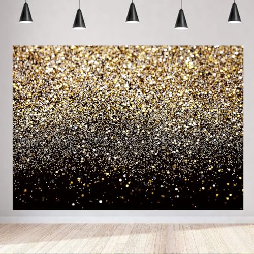 10x8ft Black and Gold Backdrop Birthday Gold Spots Bokeh Wedding Prom Graduation Photography Background X-222 - color: Black, size: 10X8ft