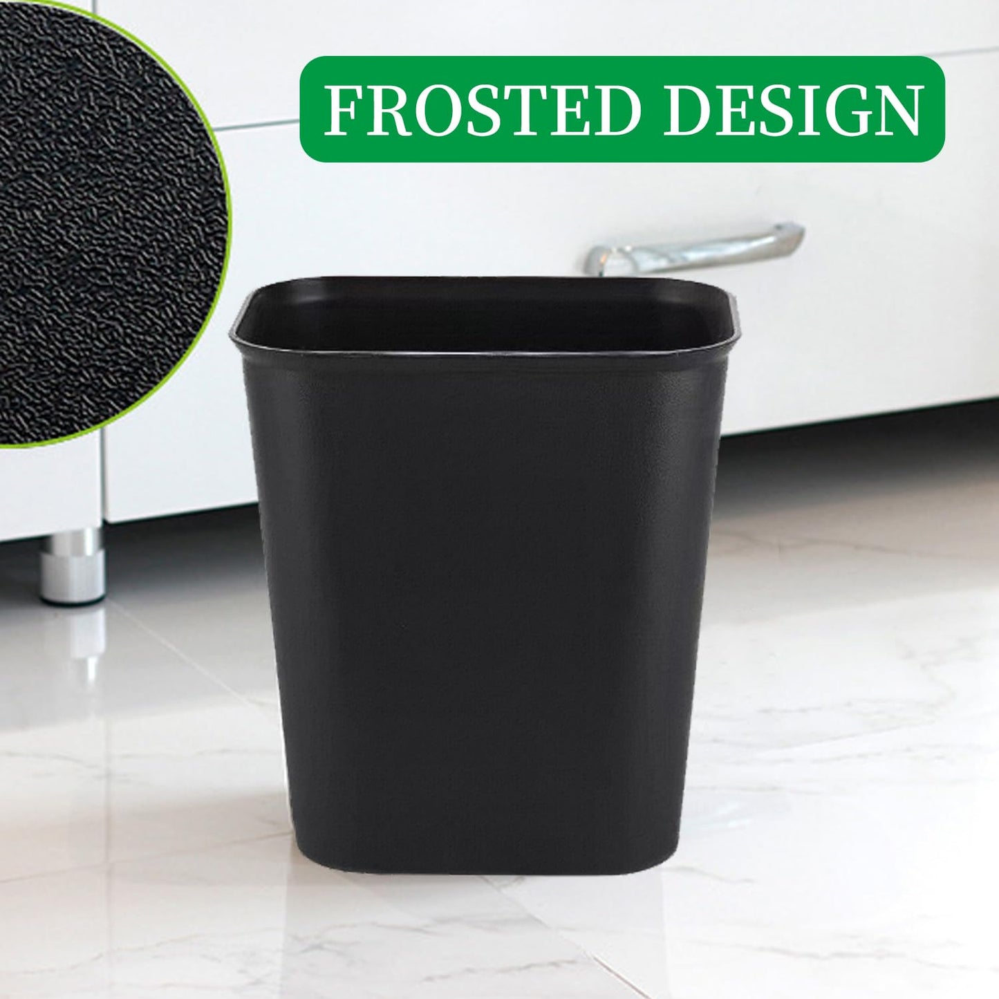 Halyuhn Black Small Trash Can 4Pack, 2Gallon/8L Plastic Office Trash Bin Garbage Can Under Desk, Trash Cans for Bedroom, Office and Kitchen, Trash Bins WasteBasket Fits Narrow Space, Plastic Trash Can