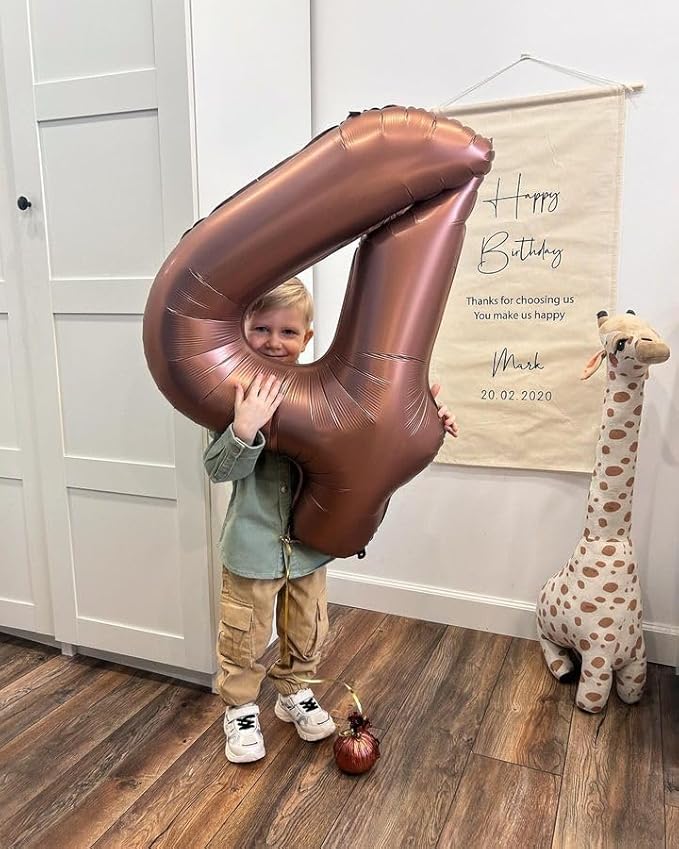 Dark Brown 4 Balloon, Coffee Brown Number Balloons 40 Inch, 4th Chocolate Party Decorations, Four Large Numbers for Party Decor, Number 4 Balloon