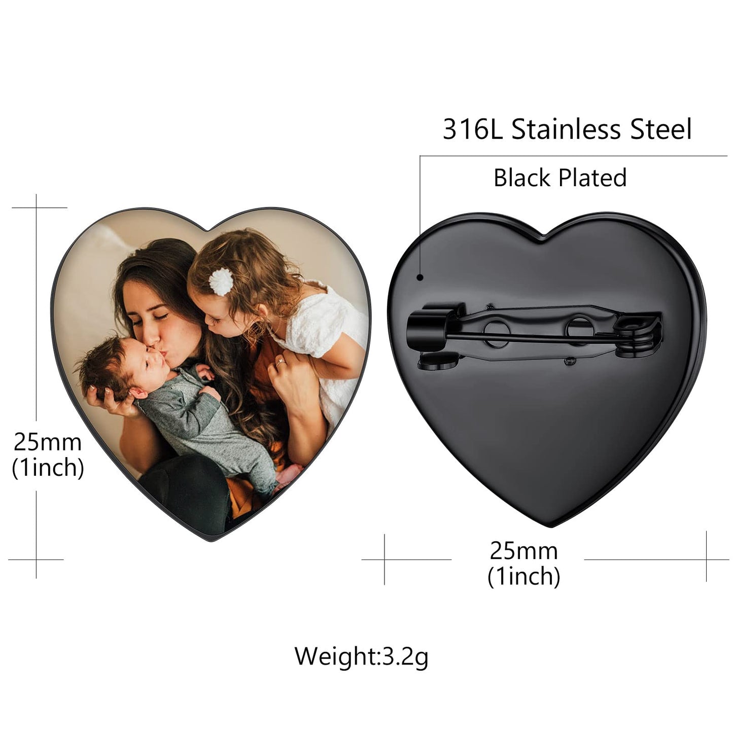 Custom4U Personalized Wedding Pin for Groom Memorial Picture Brooch Pins Boutonniere Photo Charm