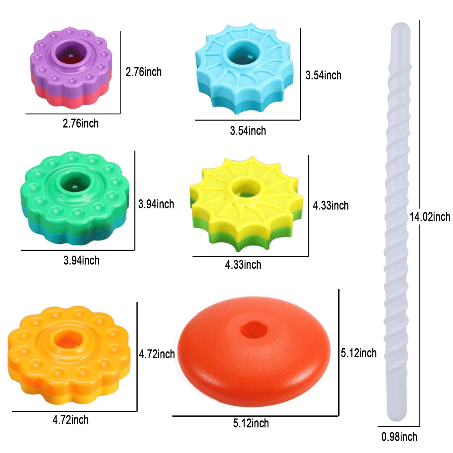 Baby Spinning Stacking Toys, Spin ABS Plastic and Color Rainbow Design Ring Stacker Baby Toys 6 to 12 Months Montessori Educational Learning Autism Sensory for Boys and Girls