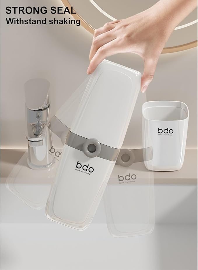 Toothbrush Travel Case Portable White Toothbrush Holders with Cover Leakproof Toothbrush & Toothpaste Holder for Traveling School Camping Business Trip Bathroom