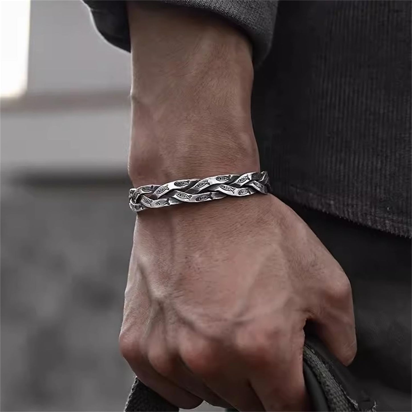 Handmade 925 Sterling Silver Bangle Bracelets For Men Women Twist Weaved Bangle Bracelets Wide Band Chunky Bangles Retro Braid Cuff Bracelet Open Adjustable Cuff Bangles For Men Punk Statement Bangles