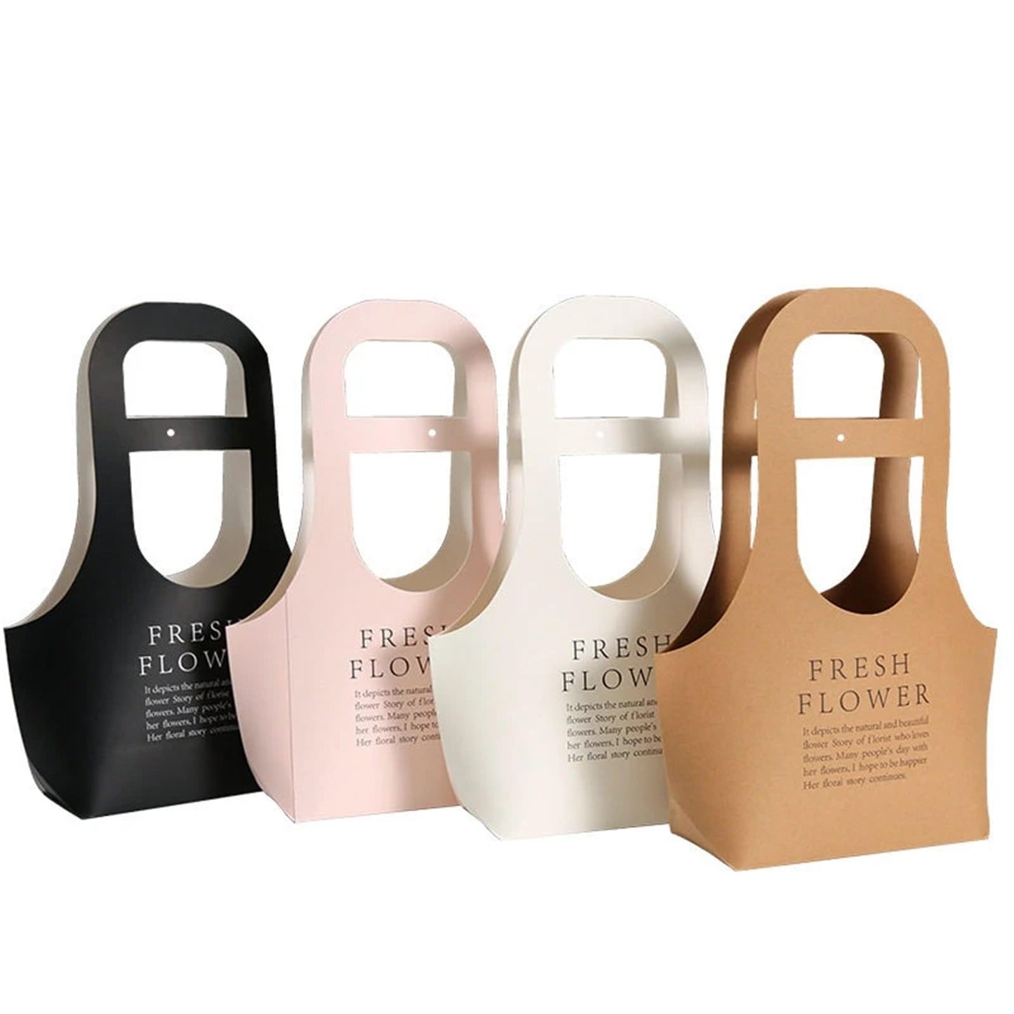 Nikeg Kraft Paper Flower Gift Bags 10Pcs Korean Portable Flower Box, Kraft Paper Bouquet Arrangement Packaging Bag, Creative Waterproof Gift(White,Big)