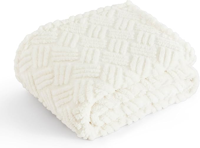 Bedsure Sea Blue Fleece Blanket,60x80 Inches&White Throw Blanket,50x60 Inches
