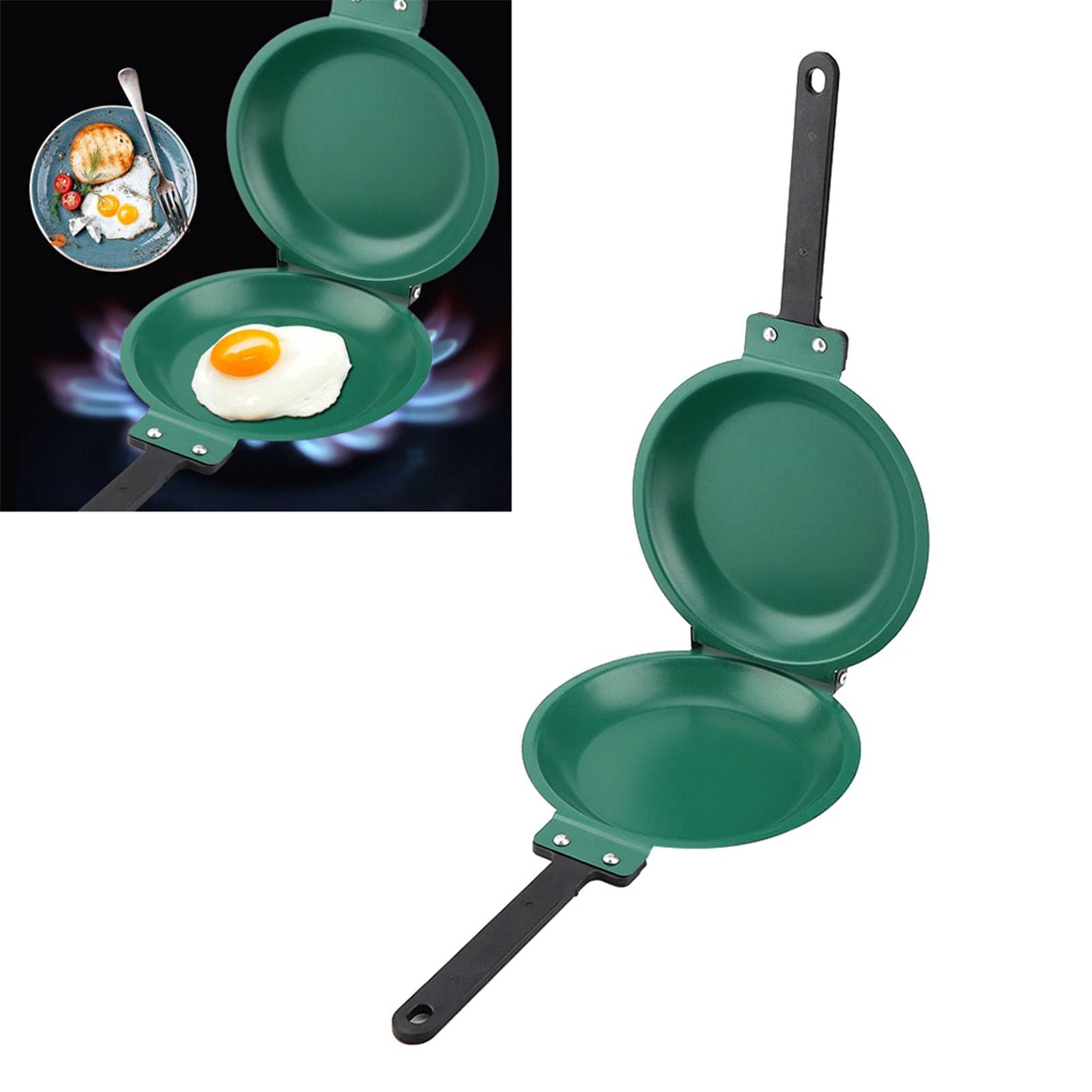 Ejoyous Double Sided Frying Pan, Kitchen Fried Egg Pancake Maker Flip Grill Pan Omelette Tray Home Household Baking Cookware
