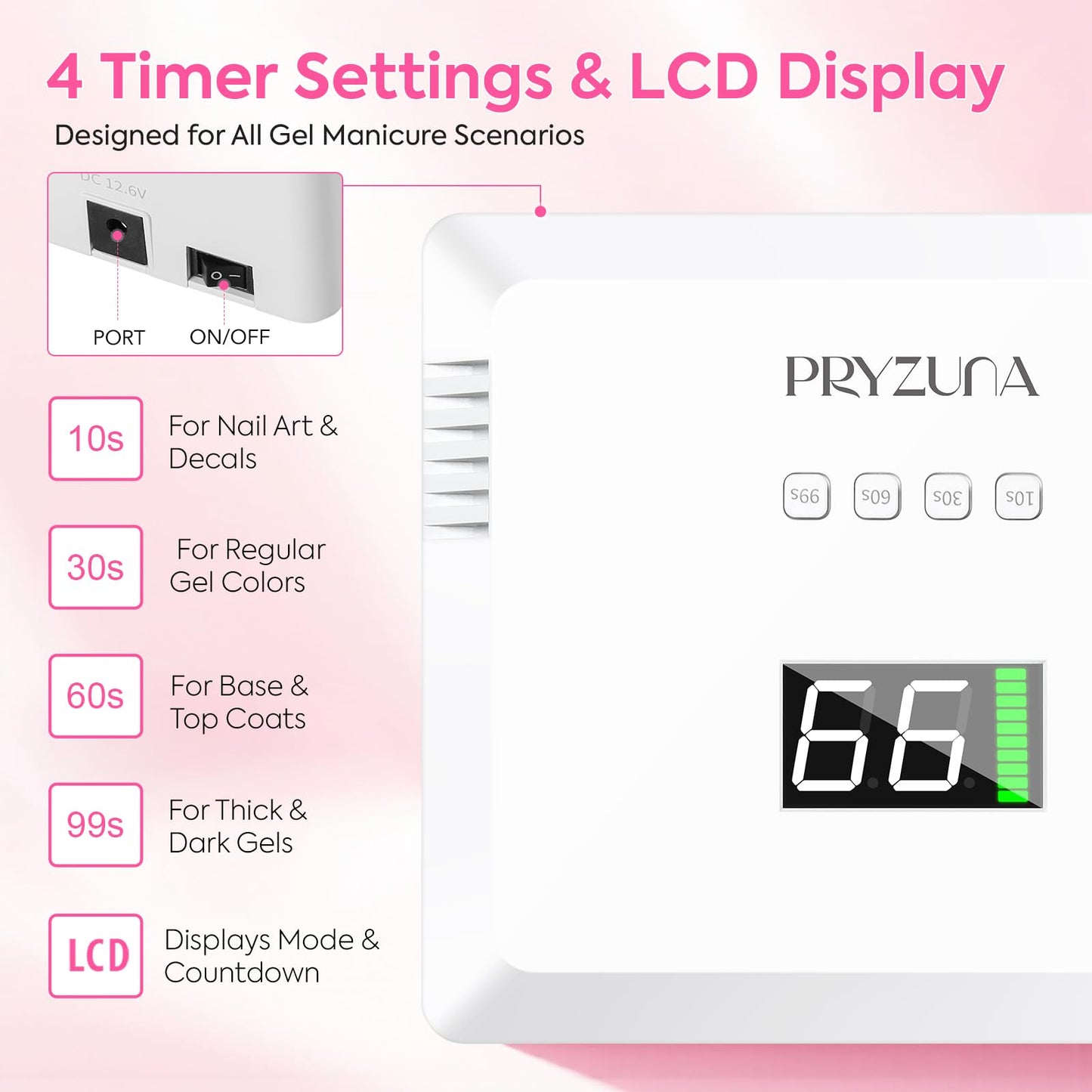 Cordless UV LED Nail Lamp, 72W UV Light for Gel Nails with Metal Base, Fast Curing Professional Nail Lamps for Gel Polish with 4 Timers & Auto Sensor, Rechargeable Nail Dryer for Salon & Home (White)