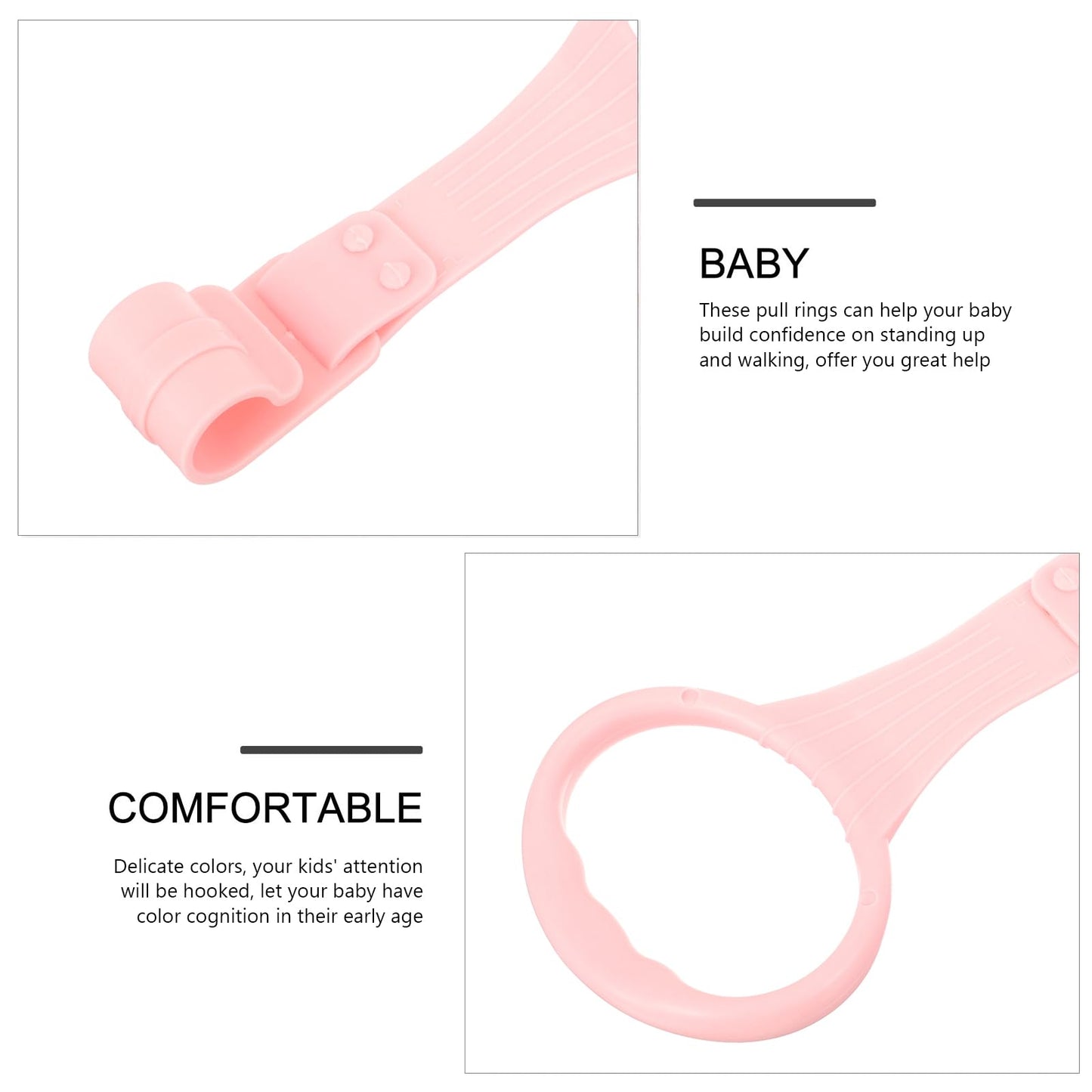 SAFIGLE Baby Crib Pull Rings Infant Playpen Pull up Rings for Toddler Walking Assistance Lightweight Baby Bed Stand up Handles with Smooth Rounded Edges for Safe Grip 7.67X3.54X0.47In