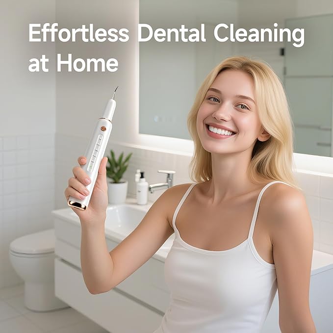 Plaque Remover for Teeth, Tartar Remover for Teeth, Electric Tartar Scraper with 5 Modes and LED Light, IPX6 Waterproof Dental Cleaning Kit Includes Tongue Cleaner, Mirror & Tools for Home Use