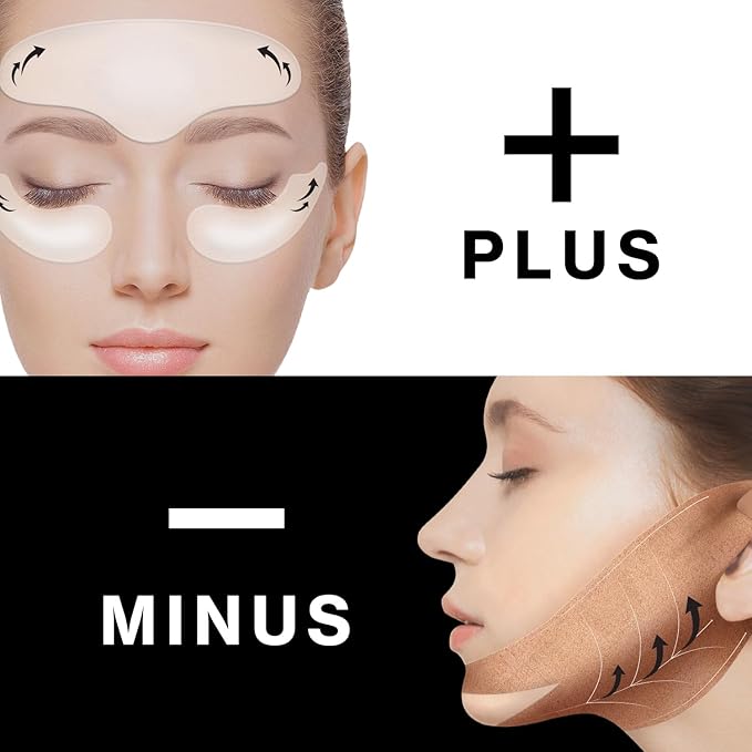 Face Fit Minus Band V2 (4 ea.) — Korean Hydrogel Jawline Band with Ear Loops for a More Defined V-Line Look, Collagen, Peptides, Hyaluronic Acid