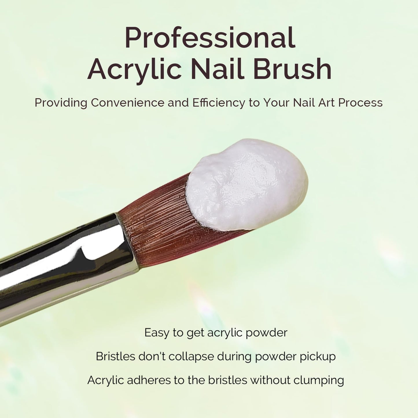 MelodySusie Kolinsky Acrylic Nail Brush,66% Kolinsky Hair Professional Nail Art Brush for Acrylic Application,Aurora Collection Fine Glitter Brush,Size 8