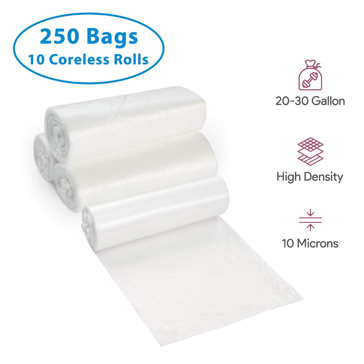 20 30 Gallon Clear Garbage Can Liners (250 Count)