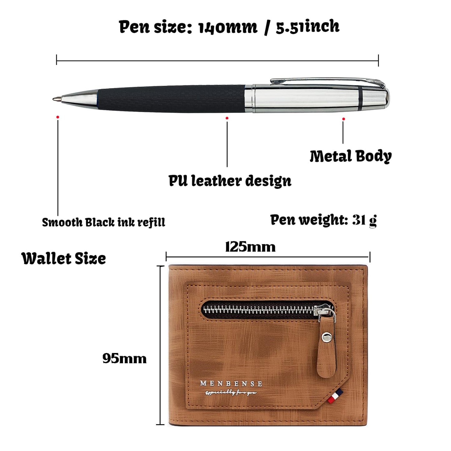 Yastar Customized Gift Pen with a Wallet Luxury Ballpoint Pen with Box 2 extra Black Refills - Custom with Names Message -Gift Pen Set for Family Colleague Elder Friends