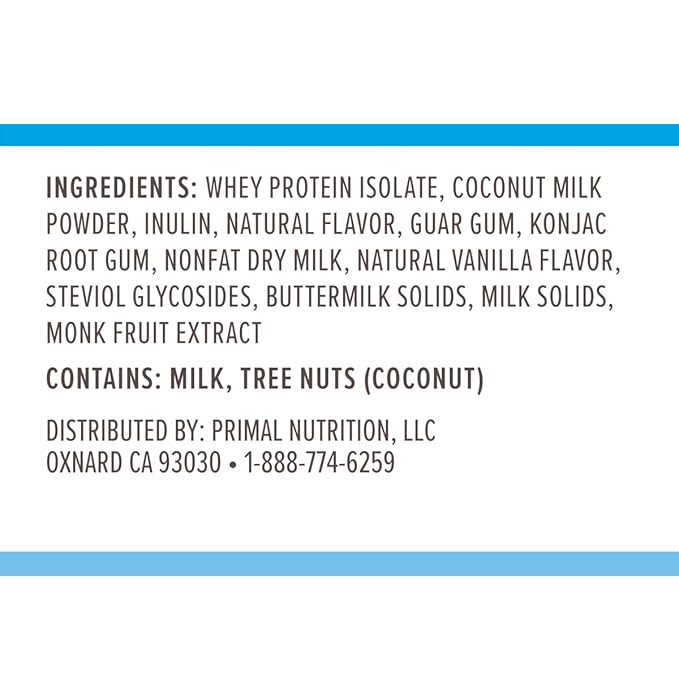 Primal Kitchen Primal Fuel Vanilla Coconut Whey Protein Drink Mix, Gluten and Soy Free, 1.85 Pounds