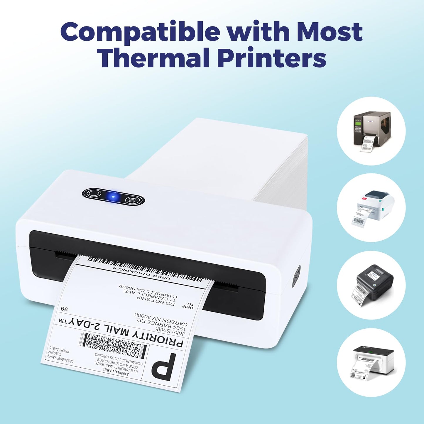 Fuxury 100 Pcs 12x15.5" Poly Mailers with 4x6" Thermal Labels, Waterproof Mailing Envelopes & Stickers for Clothing, Strong Adhesive Poly Shipping Postage Bags for Business (White)