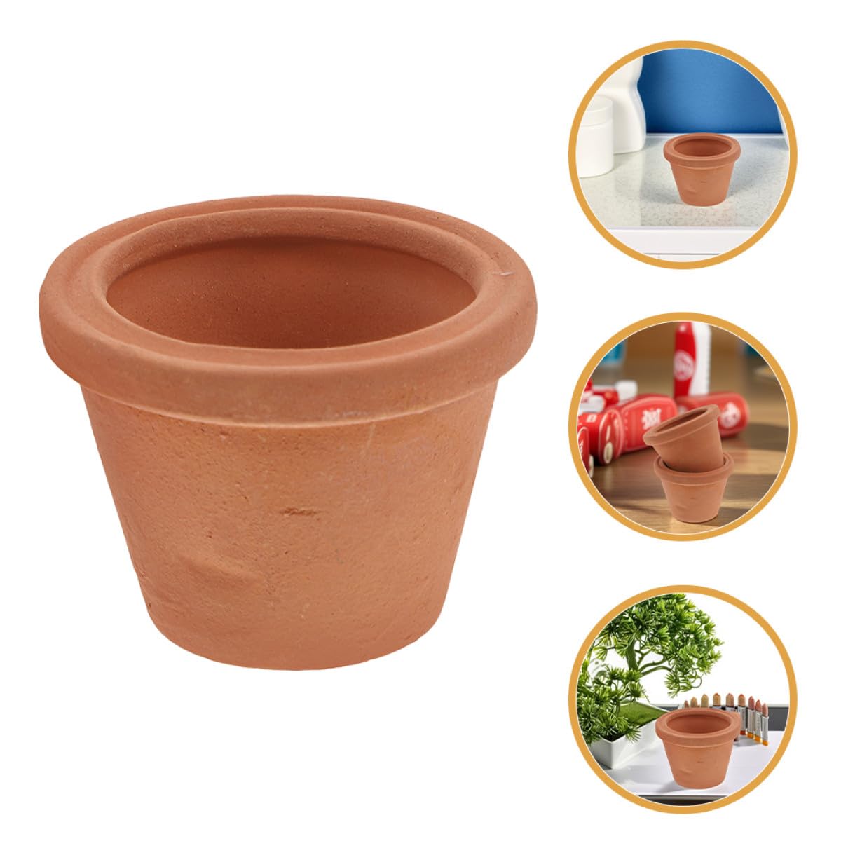 SHINEOFI 3pcs Mini Ceramic Succulent Planters Natural Terracotta Small Pots for Indoor Cactus Herbs Compact Desk Shelf Window Sill Decor Nordic Home Office Accents