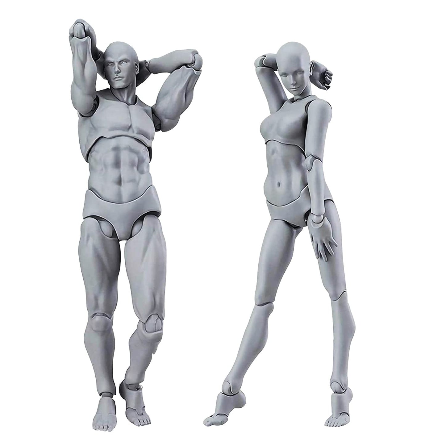 Haniforever Artists Manikin Art Mannequin Figures Supplies Drawing Tools,Small Drawing Figure Model for Sketching,Painting,Action Figures Male+Female Set(Grey)