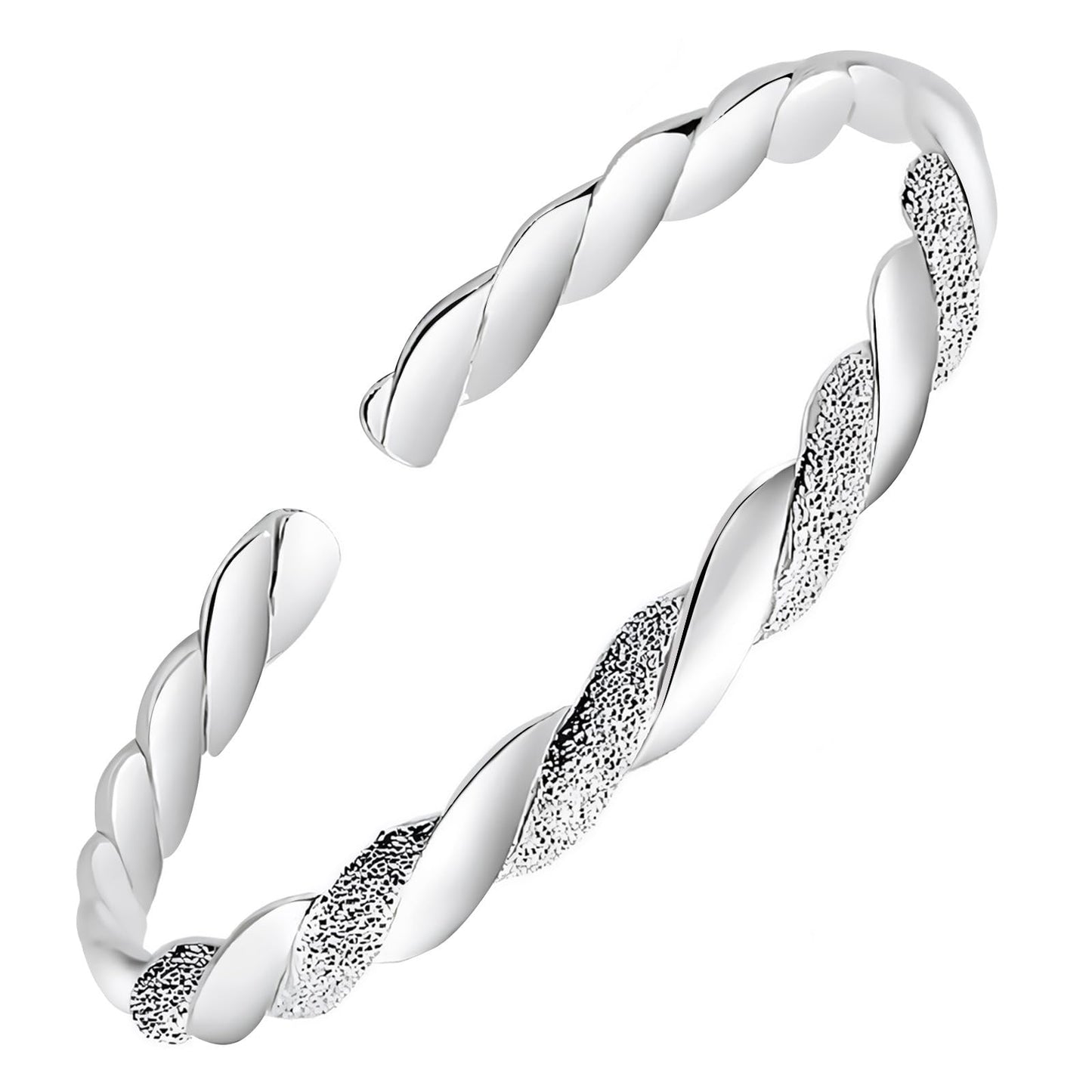Handmade 925 Sterling Silver Bangle Bracelets For Women Twist Braid Cuff Bangles Irregular Hammered Bangle Bracelets Open Adjustable Bangles For Women Dainty Statement Stackable Bangle Jewelry Gifts