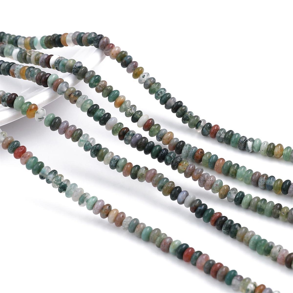 BEADIA Natural Indian Agate Spacer Beads Caps Rondelle Disk Loose Beads for Beading Jewelry Making 4mmx2mm 38cm