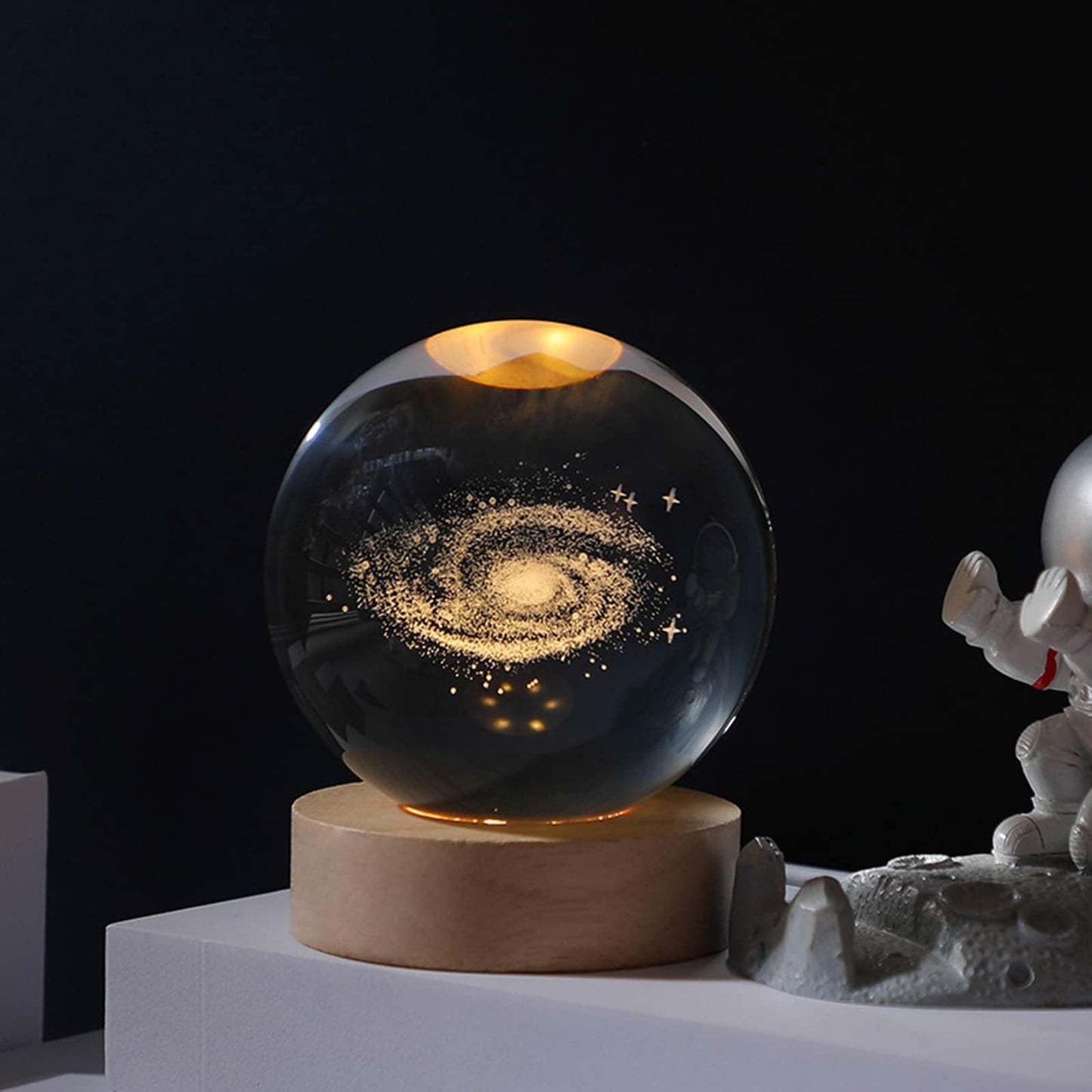 JANARARY 3D Galaxy Crystal Ball Night Light for Gifts with Colorful LED Light Base, Color Changing Light with Remote as a Birthday Gift for Teens Boys and Girls, Galaxy Model