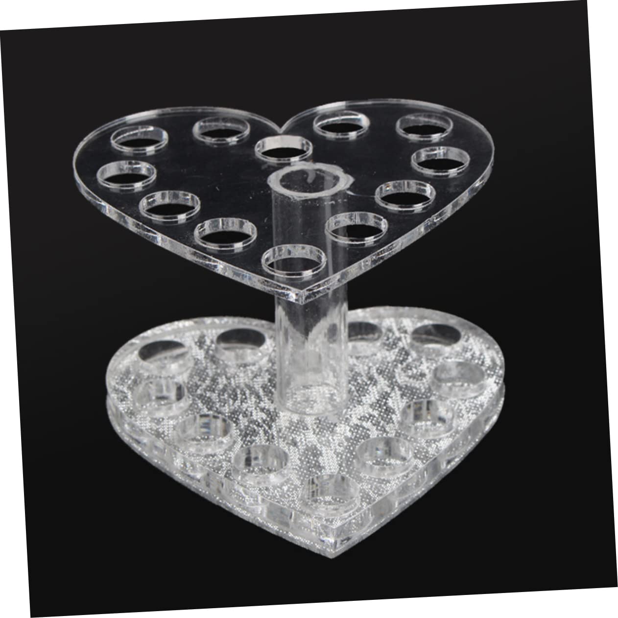Healeved Heart-Shaped Nail Art Pen Holder Transparent Acrylic Gel Brush Stand Organizer Uv Gel Polish Pen Rest 3.42X3.34X2.40In for Manicure Tools
