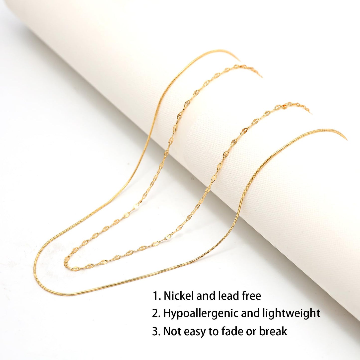 MAIKERDER Layered Necklaces for Women, 18K Gold Plated Layering Necklaces Stackable Thin Snake Chain Choker Lip Chain Necklace Dainty Simple Gold Necklace for Women Trendy Non Tarnish