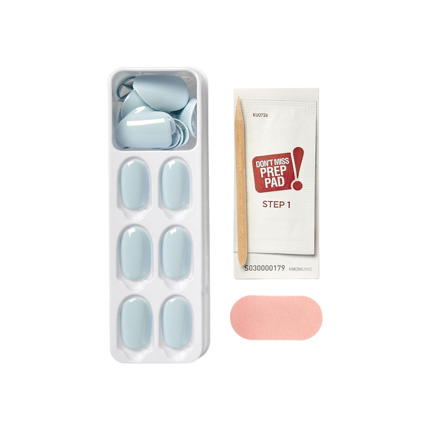 KISS imPRESS Color No Glue Mani 30 Pcs Press On Nails, Light Blue, Short Size, Oval Shape, Simple Peel & Press Easy Apply, Hassel-Free Removal, Essential Tools Included