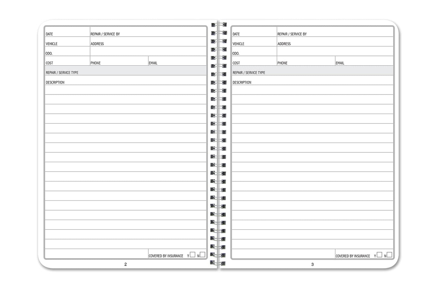 BookFactory Auto Maintenance and Vehicle Maintenance Log Book/Car Maintenance & Expense Tracker Record Book and Logbook - 5'' x 7'', 100 Pages, Wire-O (Made in USA)