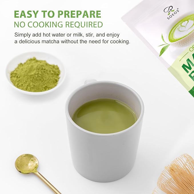 Soeos Organic Matcha Powder, Matcha Green Tea Powder, 2 oz (2 Pack), Total 4 oz, Antioxidant-Rich Japanese Matcha for Lattes, Smoothies and Baking, Recyclable Bags