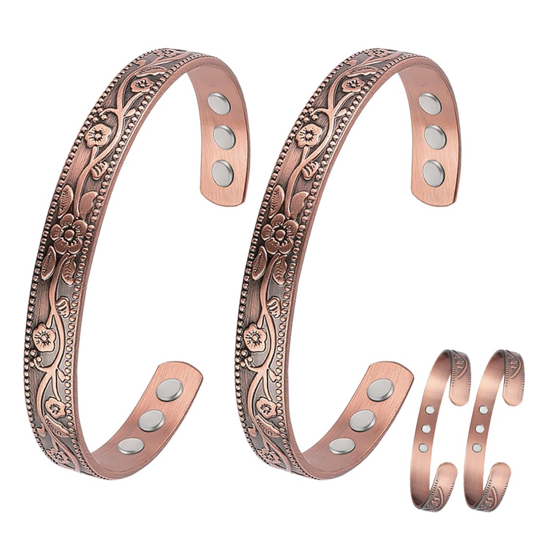 Vicmag Copper Bracelet for Women Men Magnetic Bracelets 100% Solid Pure Copper Gift 2PCS