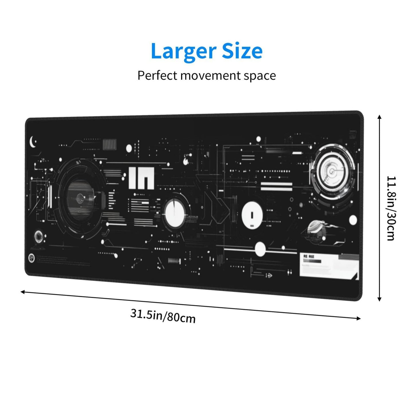 Mechanical Mouse Pad 31.5 X 11.8 Inch Big Desk Rubber Base Stitched Edges Keyboard Pad Spaceship XXL Mouse Mat for Home Game and Office