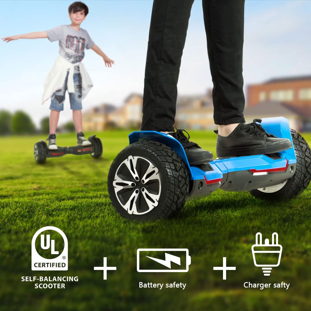 Gyroor Warrior 8.5 inch All Terrain Off Road Scooter with Bluetooth Speakers and LED Lights, Self Balancing Scooter for Kids ages 6-12 and Adults