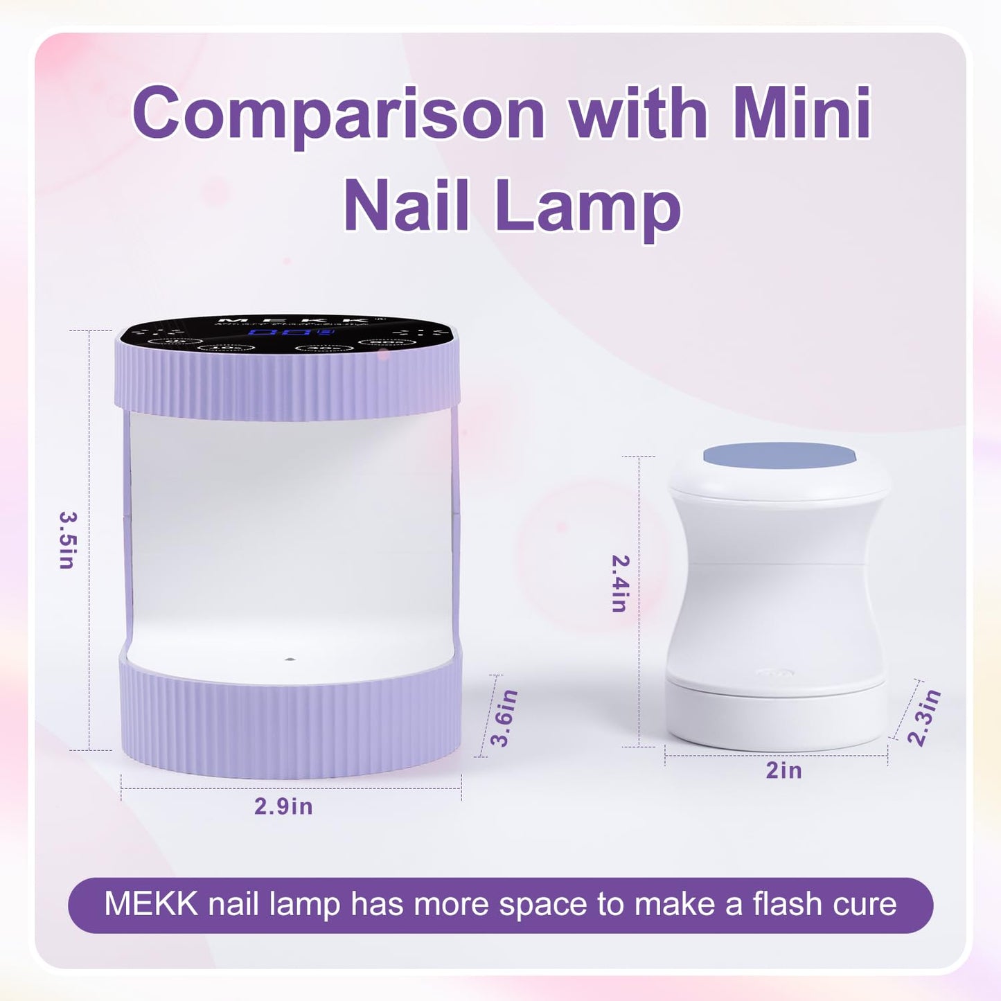 MEKK Cordless Mini UV Light for Gel Nails - 24W Rechargeable Mini UV LED Nail Lamp with Touch Control & Auto Sensor,Small Flash Cure Lamp,4 Timers,Portable Nail Light for Tavel & Home Use-Purple