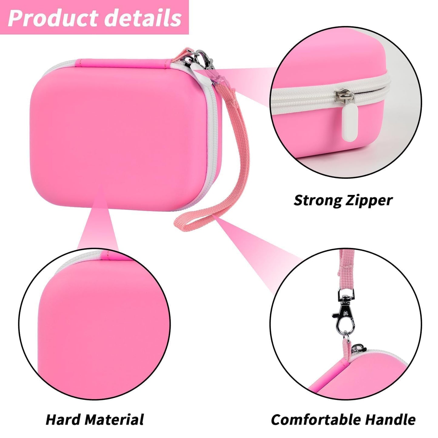 Sticker Printer Case for Anycash/for ETIKEZ PM290C/ for Nelko PM230/ for Memoking T02/ for Phomemo M02/ T02/ Q30S Mini Photo Printer. Holder for Label Maker, Thermal Paper, USB Cable (Box Only)-Pink
