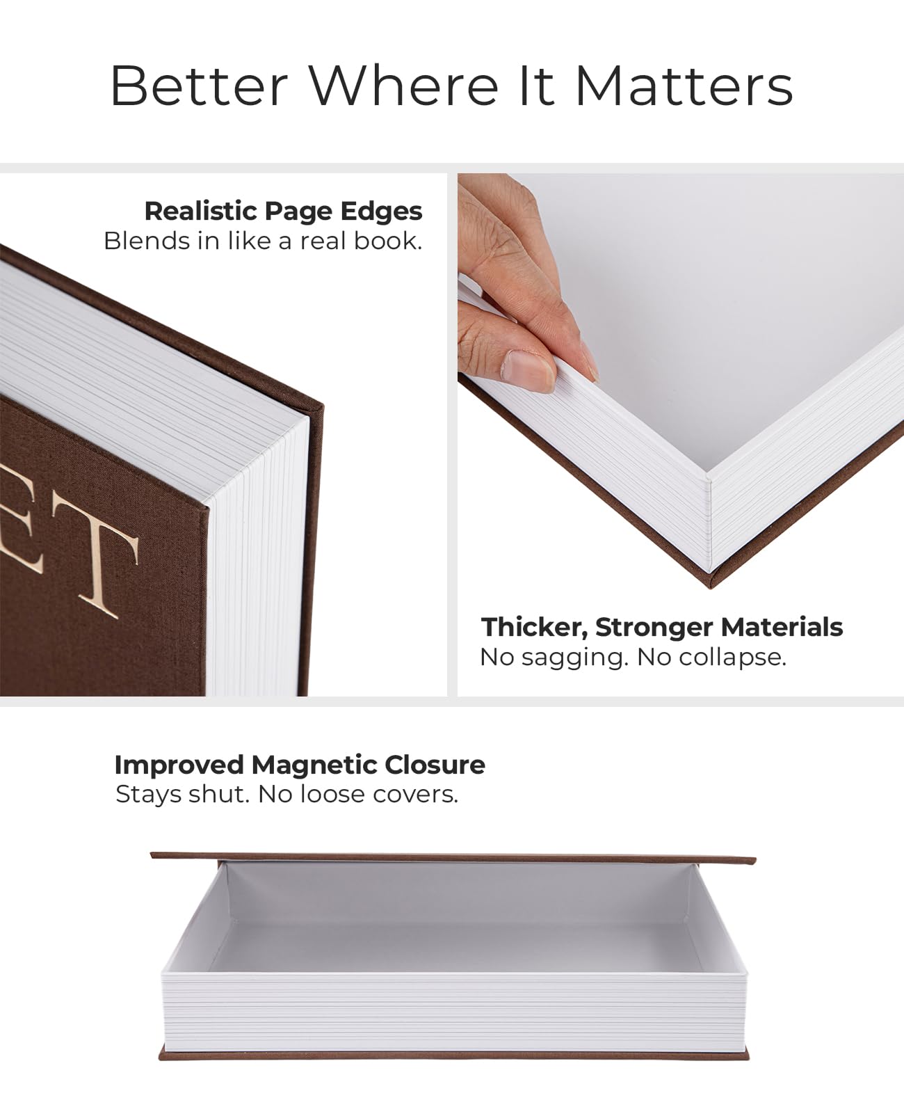 Fveuc Set of 2 Linen Decorative Books with Hidden Storage – Chic Housewarming & Christmas Gift Idea, Monochrome Faux Book Box for Shelf and Coffee Table Decor (White & Black)