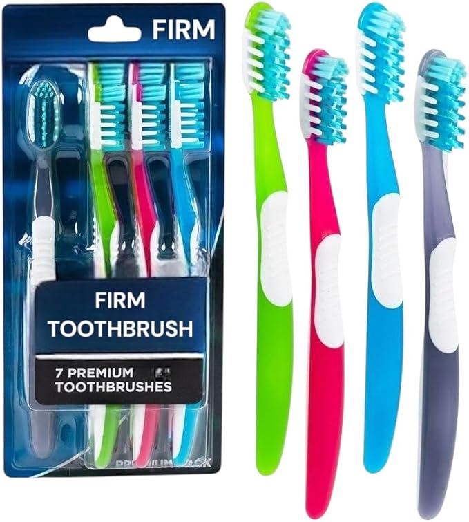 Extra Firm Adult Toothbrush, Bulk 7 Count (Pack of 2) Total 14 Toothbrushes, Colors May Vary Premium Quality