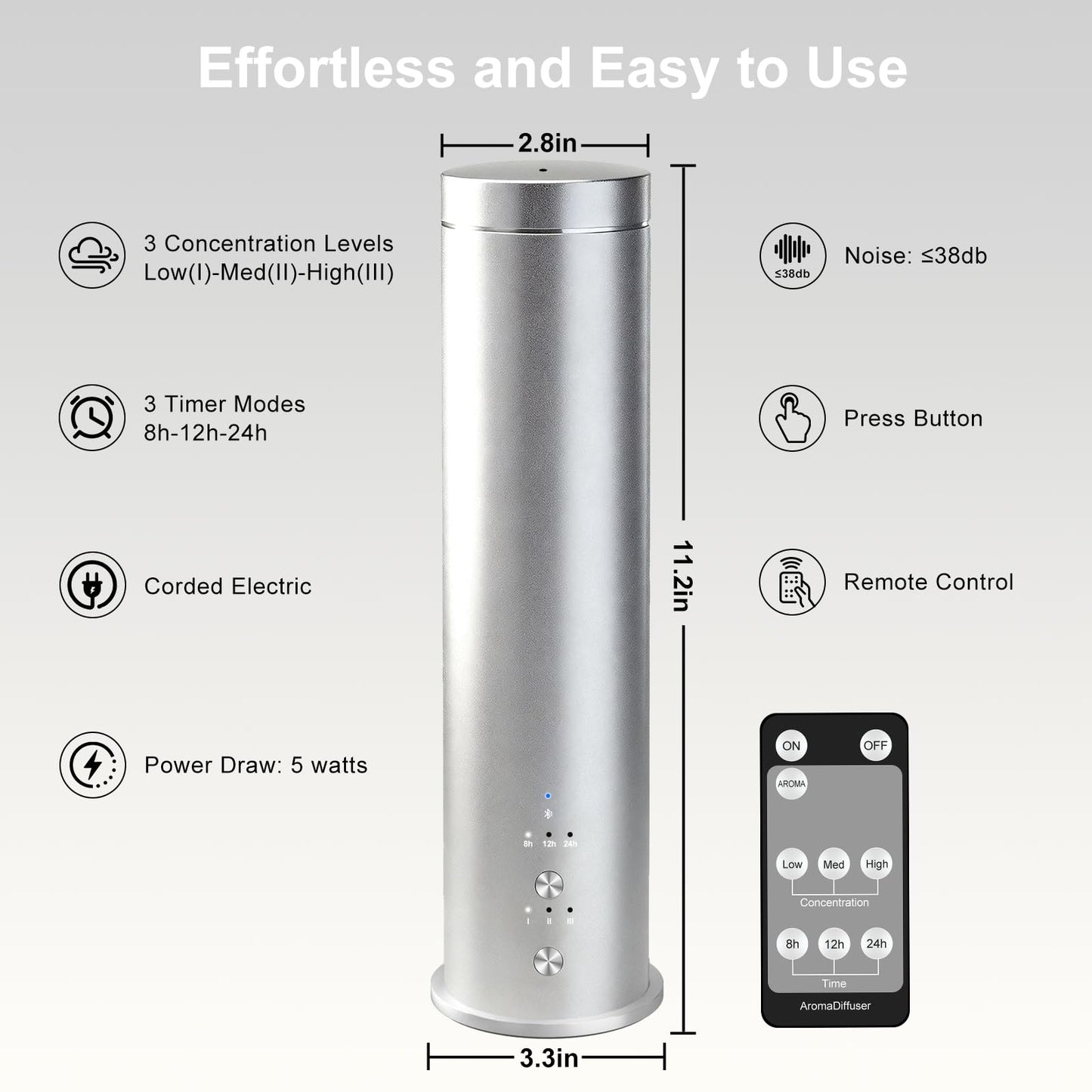 WEKELL Waterless Essential Oil Diffuser Large Room Scent Diffuser for Home, Office, Hotel and Spas - Aromatherapy Diffuser Fragrance Oil Machine, Remote Control, Timer, Silver