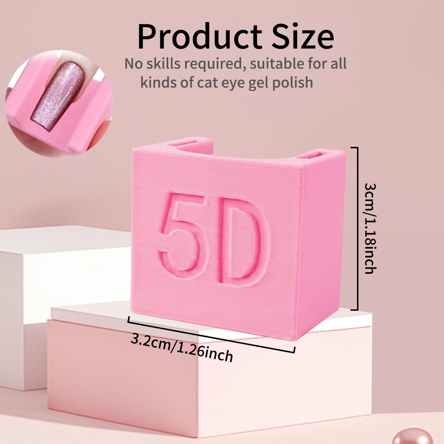 2Pcs 5D Cat Eye Nail Magnet, Strong U-Shape Cat Eye Gel Polish Magnet Tool, Professional Nail Art Magnet Block for Creating 3D/5D Cat Eye, Crystal & Starry Sky Effects for Salon & DIY Manicure
