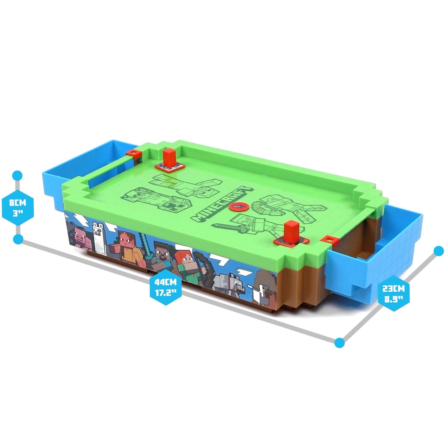 Minecraft: Arcade Air Hockey - Overworld - Core Series, 17" Motorized Tabletop Game, Iconic Sounds, Licensed Collectible Toy, Adults-Kids 3+, 2 Player