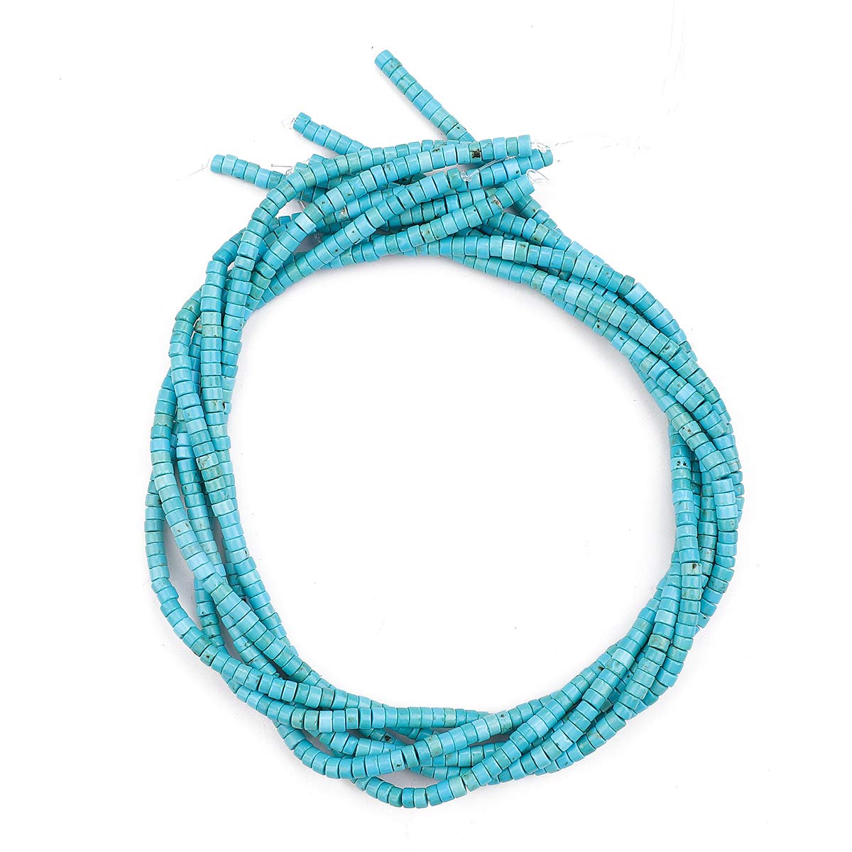 BEADIA Natural Blue Turquoise Spacer Beads Caps Loose Semi Gemstone for Beading Jewelry Making 4mmx2mm 38cm