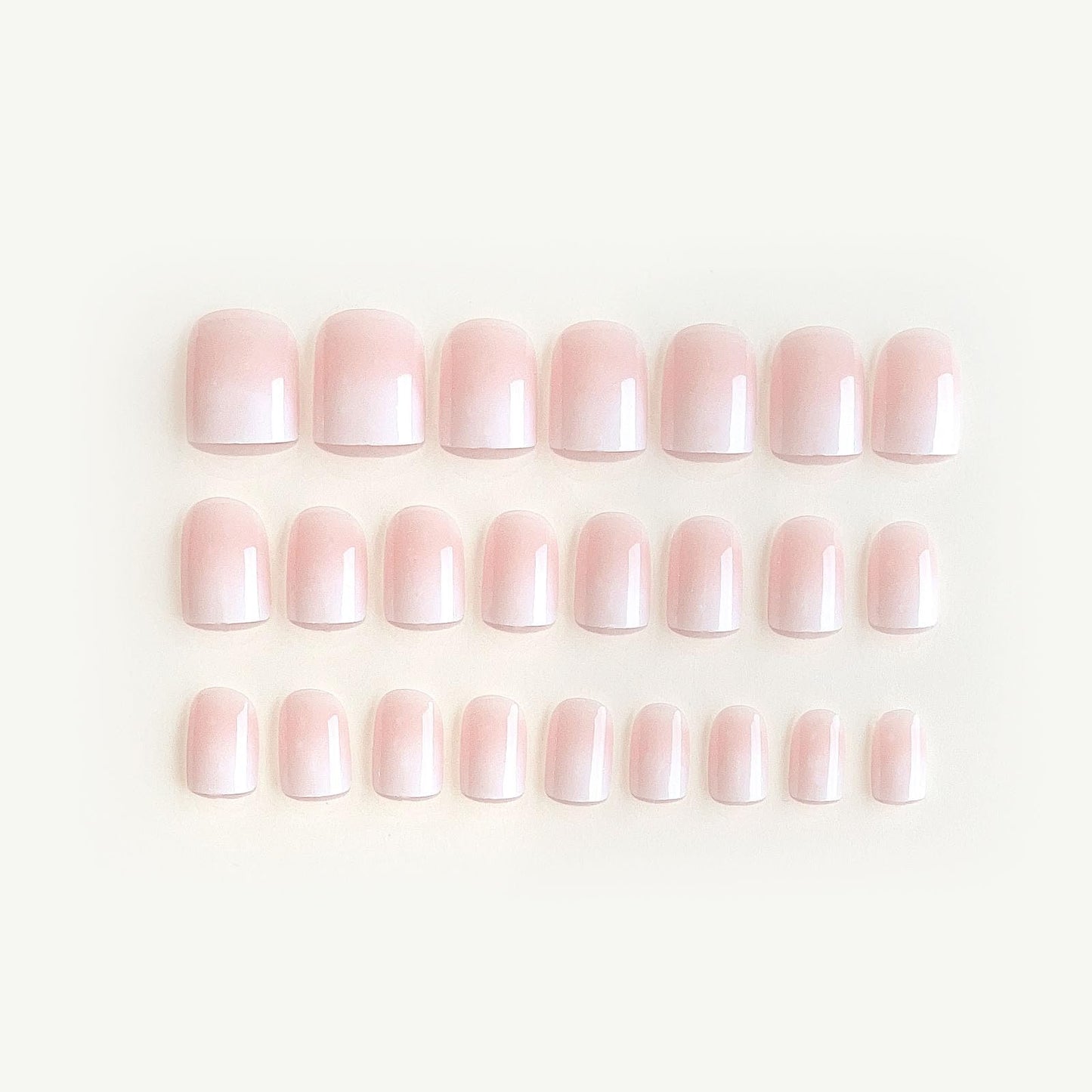DANMANR Square Press on Nails Short Fake Nails French Acrylic Full Cover False Nails for Women and Girls 24PCS (White Pink)