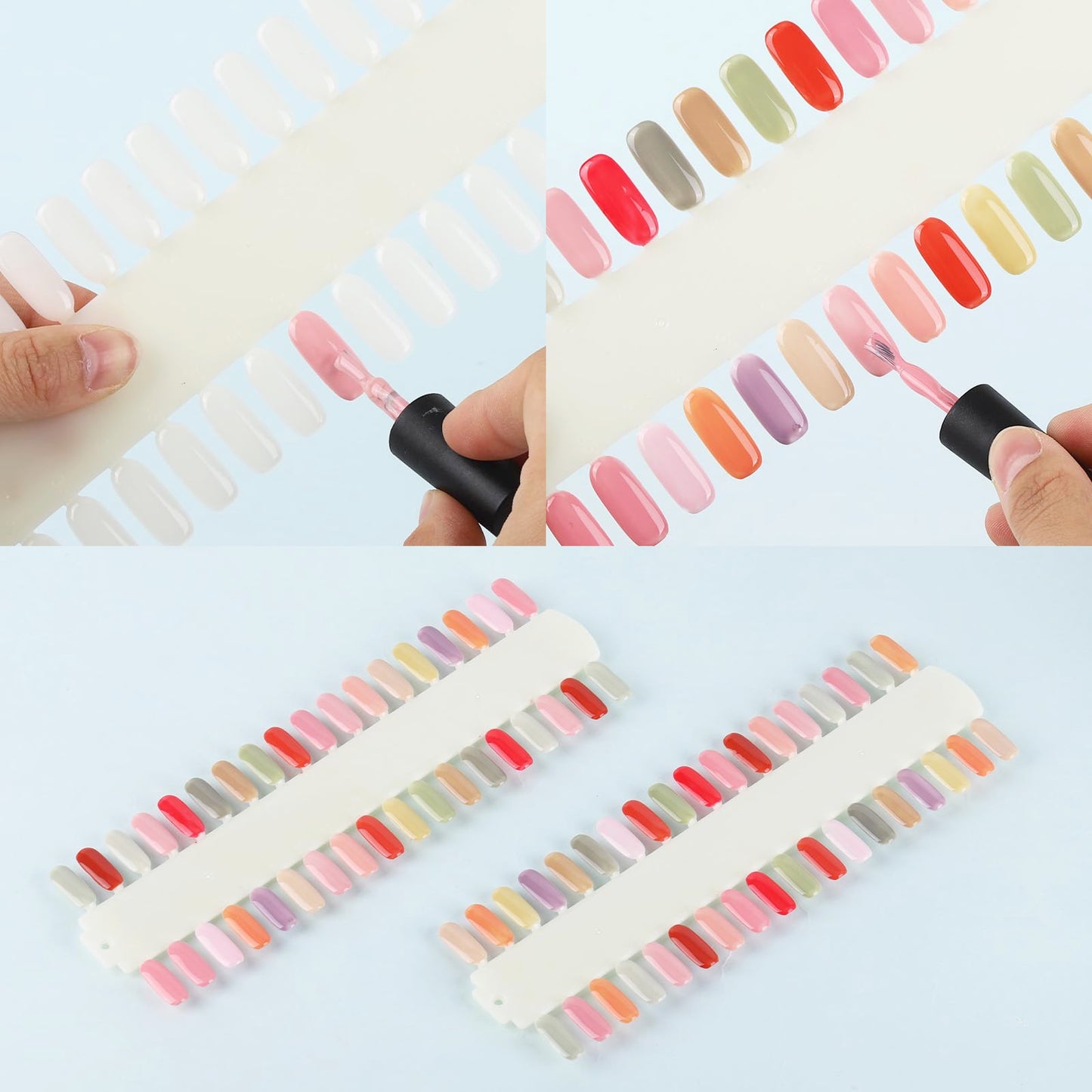 Tbestmax 3 Sets 216 Tips Nail Color Swatch, Double Layer Tips Clear Nail Color Display Palette Paint Practice Chart Swatches